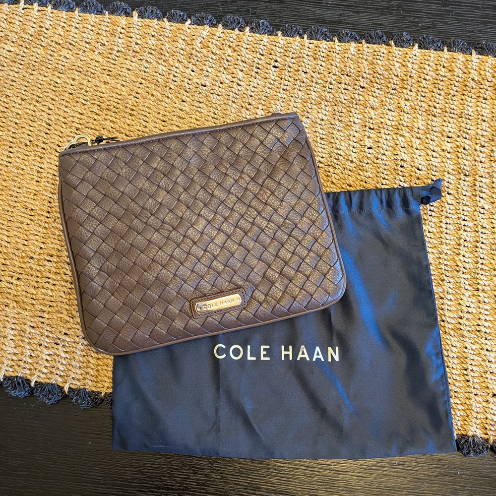 NWT Cole Haan Brown Leather Clutch / Crossbody Bag